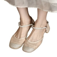 Daeful Womens Ljetne sandale Chunky Block Haljina Sandal Pearl Decor potpetica Vjenčana prozračna lagana
