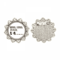 Love Hong Kong Kina Art Deco Fashion Silver Cvjetni broš s kukom za kuku Pin Pinpin
