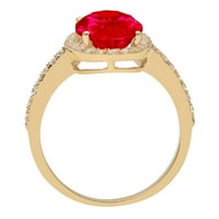 2.27ct ovalni rez crveni simulirani ruby ​​14k žuto zlato graviranje izjava bridalna godišnjica angažman