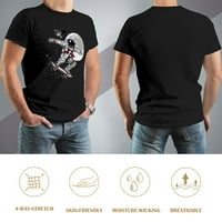 Astronauta crtana Muška grafička majica Vintage kratki rukav Sport Tee Black XL