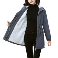 Ženska zimska jakna - dugi rukav puni zip turtleneck vanjski odjeća topla vjetrenjače jakne od čvrstog