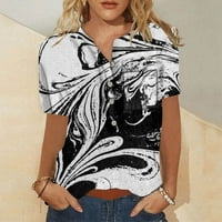 Ženska casual modna pamučna posteljina tiskana ženska majica kratkih rukava