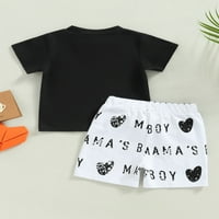 Imcute Toddler Baby Boys Ljetna odjeća Kratki rukav Pismo Ispis majica + kratke hlače za crtanje