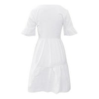 Ležerne haljine za žensko čišćenje kratkih rukava V-izrez Džepni džep uzorak ljubičaste haljine žene