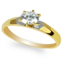 Dame 14k žuto zlato 0,9ct okrugli CZ Dvije tonske vjenčane prstene veličine 4-10