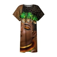 Yubatuo Womens Ljeto Ležerne prilike Boho tiskane labave majice Dress kratki rukav O-izrez Mini haljine
