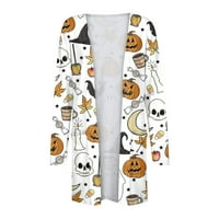 Knosfese Dame Ležerne majice Jesen Otvoreni prednji slatki kardigan Halloween bundeva Ghost Y2K džemper