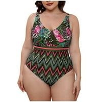 Ecqkame Women Plus Size Skupštine visokog struka Bikini set Cvjetni print Bikini Set Plivanje dva kupaća