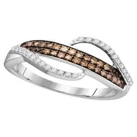 Čvrsta 10k bijelo zlato okrugla čokolada smeđa dijamantna band angažiraj godišnjicu vjenčanja prsten