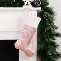 Svijetlo blistavo snježne pahuljice božićne čarape sa bijelim krznenim manžetom