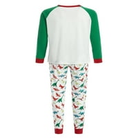Bagilaanoe Christmas Obitelj Pidžama, Dinosaur Print pulover sa dugim rukavima + pantalone Xmas PJS
