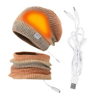Hanas Soft i udoban šešir USB električni grijanje Vanjski topli zimski pleteni šešir i šal postavio