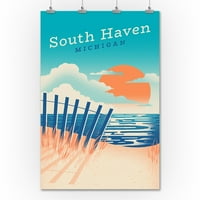South Haven, Michigan, Sunčana kolekcija izblijedjela, užarena obala, scena na plaži
