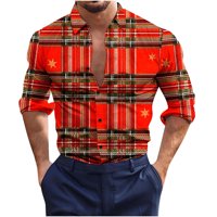 Muški vrhovi novi slobodno vrijeme moda provjeri tijesni mladići na dugih rukava casual božićna košulja