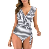 Snoarin Summer Plus Veličina ženske kupaći kostim modni casual v-izrez Jednokrevetni zavoj bljeskalica