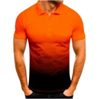 Gathrrgyp MENS PLUS veličina T-majica, muški 3D gradijentni reverl na pola gumba Pulover Sportski casual