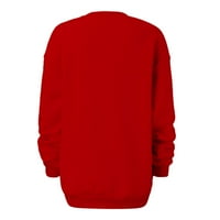 Ženske prevelike ručke duksele s dugim rukavima posadu izrez pulover Duks ležerne kapuljače Ležerne prilike sa labavim fit solidnim bojama crveno xl