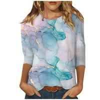 Ženski vrhovi bluza Žene rukav modni grafički otisci Ljetni posadni vrat majice Tunic TEE ružičasti m