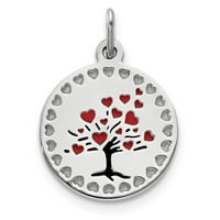Jewels sterling srebrni polirani emajlirani privjesak za cirkule crvenih srca