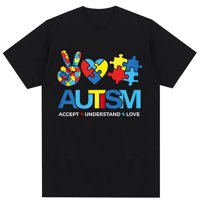Mjesec autizma Prihvati razumjeti Love Puzzle Ženska Kid Majica O-izrez Kratki rukav Top Classic Pismo