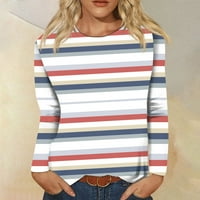 Bazyrey ženski labavi aparat tunika dugih rukava Trendi prugasti labavi blusi okrugli vrat casual pulover
