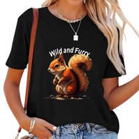 Ljubitelj divljih i krznenih vjeverica Ženska grafička kratkih rukava, stilski ispis, udoban i moderan