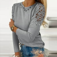 Bluze za žene čipke šuplje vrhove pada hladne ramena košulje dugih rukava bluze casual labavo pulover majice m