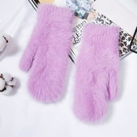 Rukavice Songbirdth, par Ženske rukavice Solid Color Fau Rabbit Fur Jesen Zima Vjetrootporne pletenje