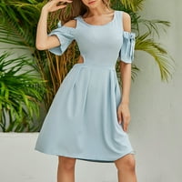 Ljetne haljine za žene kratki rukav košulja okrugla vrata hladno rame midi fit i flare y2k modna elegantna