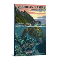 Nacionalni park American Samoa, američka Samoa, morske kornjače i zalazak sunca, slikarke serije