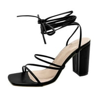 FVWitlyh sandale sandale za ženske potpetice - Aituis prozirne dvije trake MULE Square Open Fole Slip