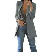 NJSHNMN ženska casual radna kancelarija Blazer lagana jakna Blazers za Women Plus Veličina, siva, s
