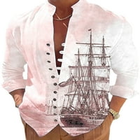 Glonme Men Tuc Majica sa štandom košulje za jedra tiskanje za ispisu Muške redovne fit bluze casual