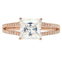 2. CT Princess Rez pravi istinski prirodni dijamant VS1-VS G-H 14K Rose Gold Obećaj vjenčanja Izjava