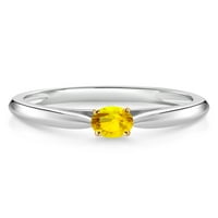 Gem Stone King 0. CT okrugli žuti safirni srebrni i 10k žuti zlatni zaručni prsten