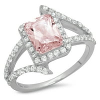 2.1ct smaragdni rez ružičasti simulirani dijamant 18k bijelo zlato graviranje izjava bridalna godišnjica