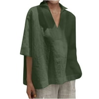 Dahich pamučne majice za žene Ljetne vrhove kratki rukav V-izrez Žene vrhovi Dressy casual bluza obična