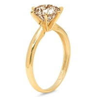 0,5ct okrugli rez braon šampanjac simulirani dijamant 18k žuto zlato graviranje godišnjice Angažovanje