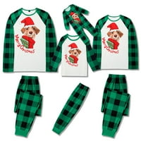 Božićne skupove za božićne pidžame za obiteljske zelene vrhove i hlače PJS postavio je dugi rukav za