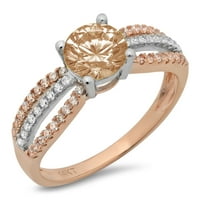 1.27ct okrugli rez braon šampanjac simulirani dijamant 18k bijeli ružin zlato graviranje izjava godišnjica