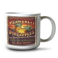 FL OZ Keramička krigla, kaanapali, havaji, vintage znak ananasa, perilica posuđa i mikrovalna pećnica sef