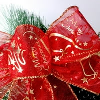 Red poklon vrpce ožičene božićne vrpce za Xmas Treed Organza Sheer Glitter poklon omotač, zanat, dekor,