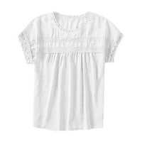 Ženske košulje Ženska ljetna posada Crochet kratki rukav casual bluza bijeli XL