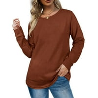 Dugih rukava, čiste košulje u boji, ležerne prilike, ležerne pulover za žene za žene za kućnu karamelu