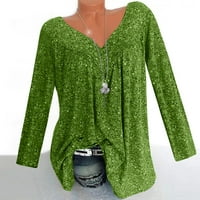 Levmjia Plus Size Ženski V-izrez Tors Košulja Dugi rukav Ljetni Jesen Trendy Stills bluza Pulover Majica