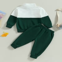 Kelajuan Toddler Girl Boy Fall Odeća kontrastna boja Dugih rukava Pola patentnih zatvarača vrhovi elastične strugove hlače odjeća