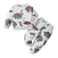 Dječja odjeća s dugim rukavima crtani dinosaur otisci vrhova hlače Dva jesen i zimska ležerna odjeća