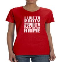 Vole zabavu i po zabavi, mislim na gledanje anime ženske crvene majice, žene velike