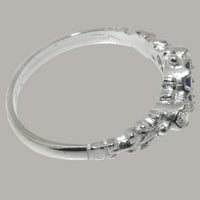 Britanci napravio 14k bijeli zlatni prsten s prirodnim žarnim i dijamantnim ženskim godišnjim prstenom