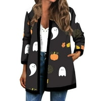 Yubatuo ženska halloween pada i zimska modna ležerna tiskana s dugim rukavima srednjeg kardigan jakne
